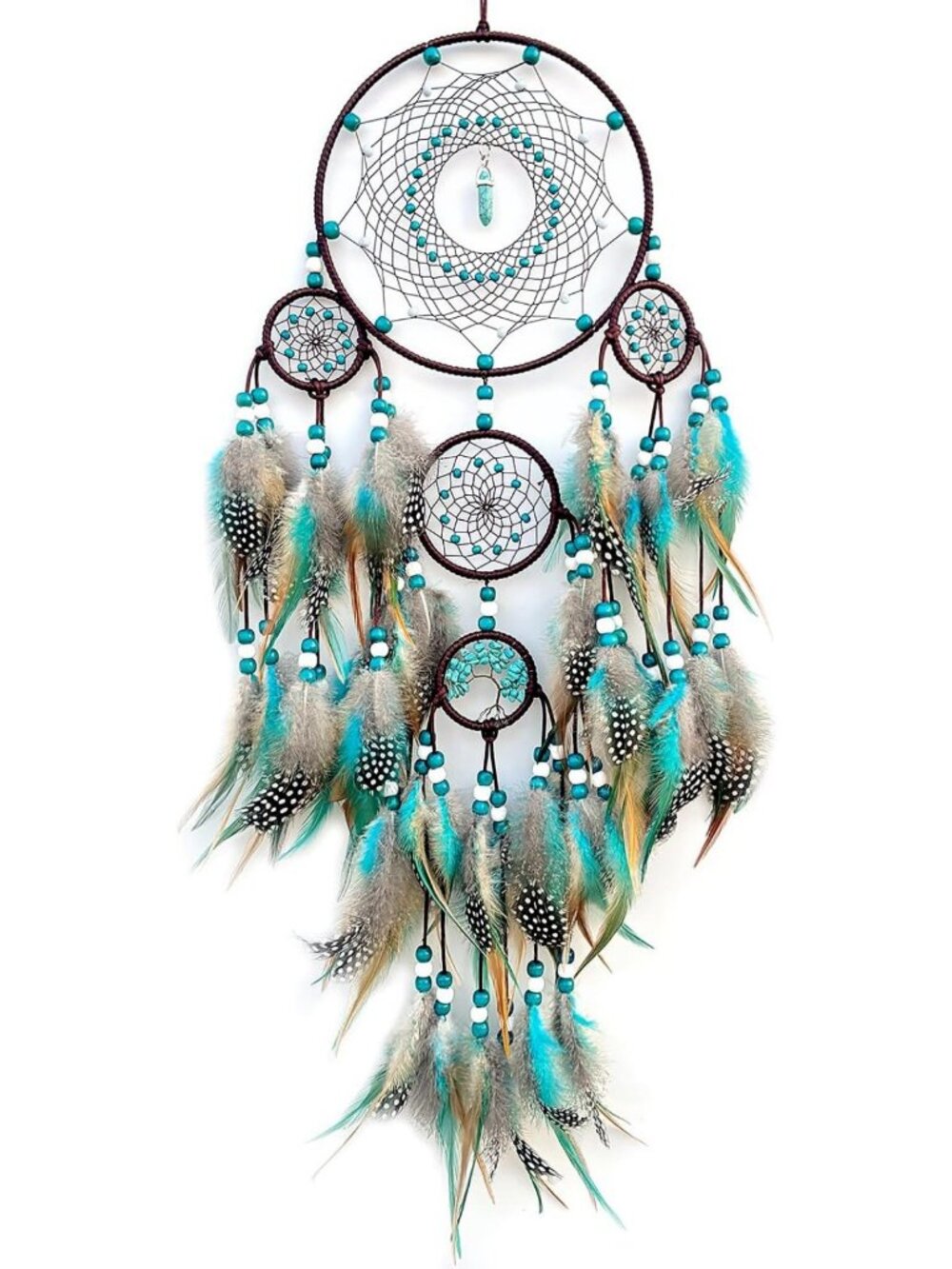 Boho Large Woven Dream Catcher Wall Hanging - Turquoise Home Decor & Gift